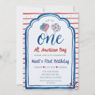 Ein All American Boy 4. Juli Erster Geburtstag Einladung