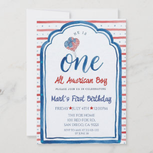 Ein All American Boy 4. Juli Erster Geburtstag Einladung