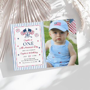 Ein All American Boy 4. Juli Geburtstagsfoto Einladung