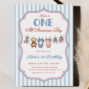 Ein All American Boy Patriotischer 1. Geburtstag Einladung
