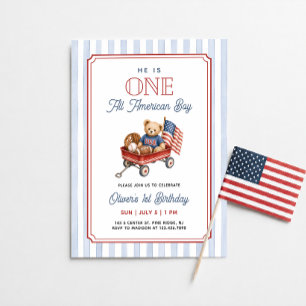 Ein All American Boy Patriotischer 1. Geburtstag Einladung