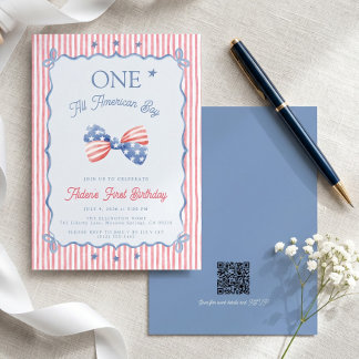 Ein All American Boy QR Code 1. Geburtstag Einladung