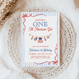 Ein All American Girl 4. Juli 1. Geburtstag Einladung