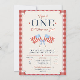 EIN All American Girl Erster Geburtstag Americana Einladung