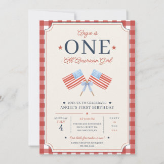 EIN All American Girl Erster Geburtstag Americana Einladung