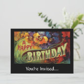 Ein alles- Gute zum GeburtstagVintages gemalt Einladung (Stehend Vorderseite)