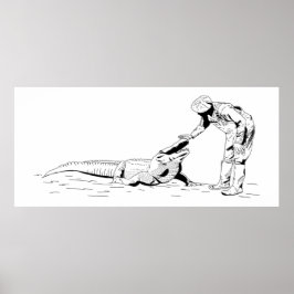 Ein Alligator Line Art Poster betreiben