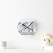 Ein alter ägyptischer Garten (Stich) (b/w Foto) Runde Wanduhr (Zuhause)