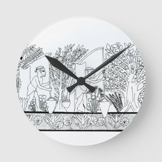Ein alter ägyptischer Garten (Stich) (b/w Foto) Runde Wanduhr (Vorderseite)