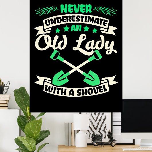 Ein alter Damengarten mit Schaufel Poster (Heimbüro)