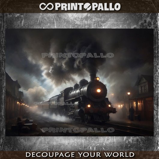 Ein alter Dampfzug aus dem 19. Jahrhundert in der  Seidenpapier