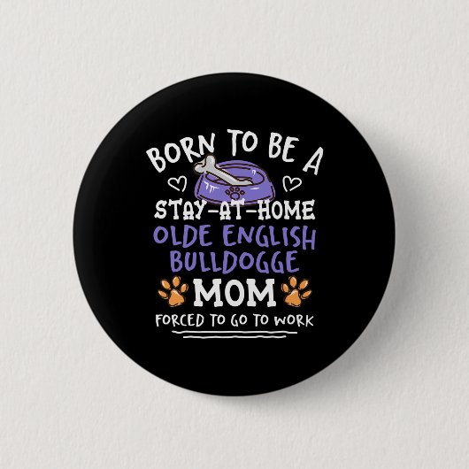 Ein alter englischer Bulldogge-Mama-Spaß Button (Vorderseite)