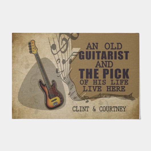 Ein alter Gitarrist und sein Leben leben hier Fußmatte (Vorderseite)