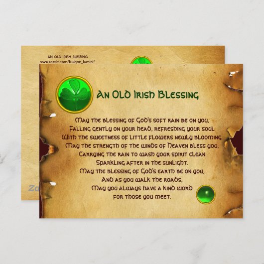 Ein alter irischer Segen für Luckparchment Postkarte (Vorne/Hinten)