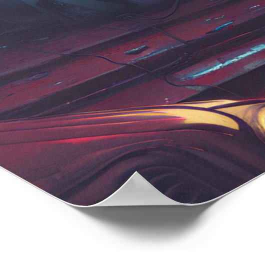 Ein alter LKW, der in Cyberpunk-City-Poster abgehä Poster (Ecke)