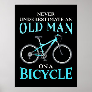 Ein alter Mann auf dem Fahrrad Poster