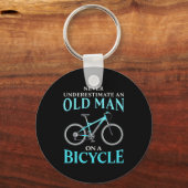 Ein alter Mann auf dem Fahrrad Schlüsselanhänger (Vorderseite)