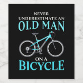Ein alter Mann auf dem Fahrrad Weinetikett (Einzelnes Label)