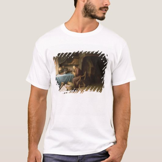 Ein alter Mann, der sein Rohr in einer Studie T-Shirt (Vorderseite)