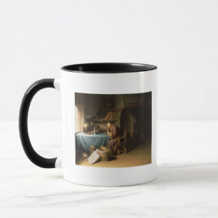 Ein alter Mann, der sein Rohr in einer Studie Tasse