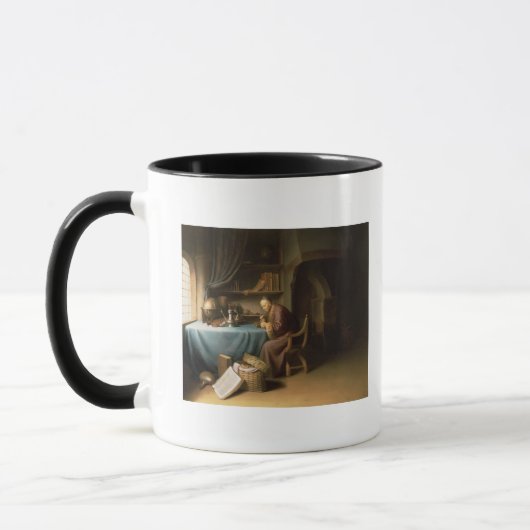 Ein alter Mann, der sein Rohr in einer Studie Tasse (Links)