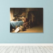 Ein alter Mann, der seine Pipe in einer Studie leu Leinwanddruck (Insitu (Holzboden))
