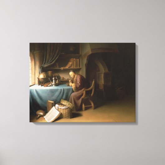 Ein alter Mann, der seine Pipe in einer Studie leu Leinwanddruck (Vorderseite)