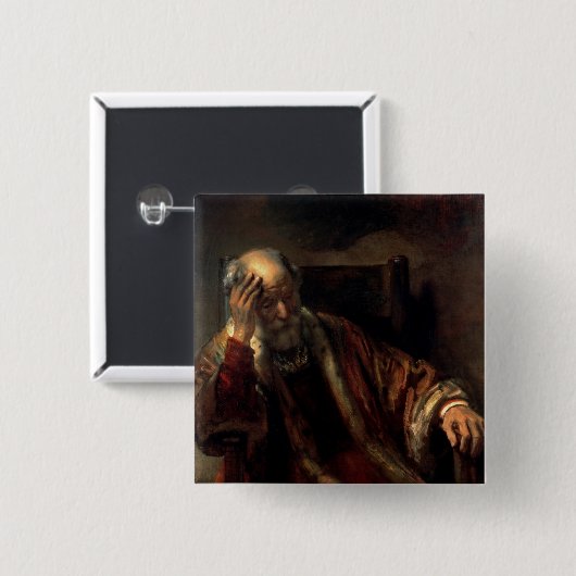 Ein alter Mann in einem Lehnsessel Button (Vorne & Hinten)