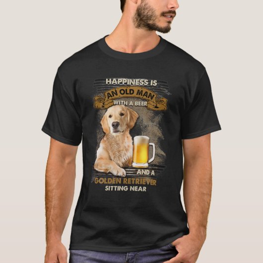 Ein alter Mann mit Bier und goldenem Retriever sit T-Shirt (Vorderseite)