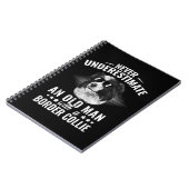 Ein alter Mann mit Grenzkollie wird nie unterschät Notizblock (Linke Seite)