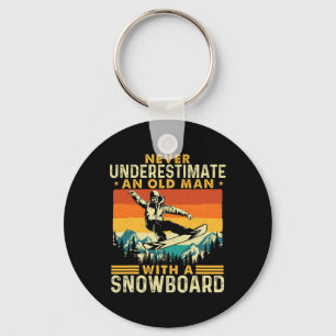 Ein alter Mann nie unterschätzen - Snowboarden Sch Schlüsselanhänger
