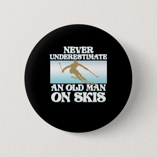 Ein alter Skilanglauf-Skifahrer Snowboardsport Button (Vorderseite)