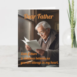 Ein alter Vater, der eine Buchstabenkarte liest Feiertagskarte