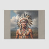 Ein älterer indischer Häuptling mit Federhäuten Seidenpapier (Vorderseite)