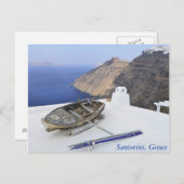 Ein altes Boot auf dem Dach eines Hauses in Santor Postkarte (Vorne/Hinten)