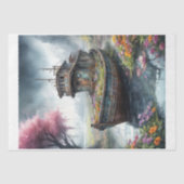 Ein altes Fischerboot, das in einem blühenden Sump Seidenpapier (Vorderseite)