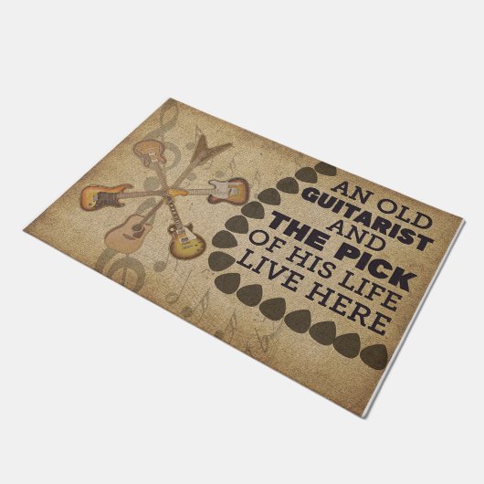 Ein altes Gitarrist-Rug, ein stimmungsvoller Gitar Fußmatte (Schrägansicht)
