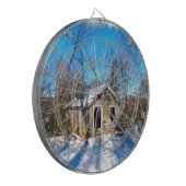 Ein altes Haus im Schnee Dartscheibe (Vorderseite Links)