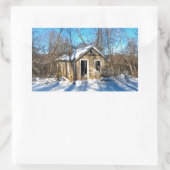 Ein altes Haus im Schnee Rechteckiger Aufkleber (Tasche)