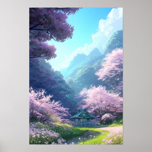 Ein altes Holzhaus im Grünen Poster (Vorne)