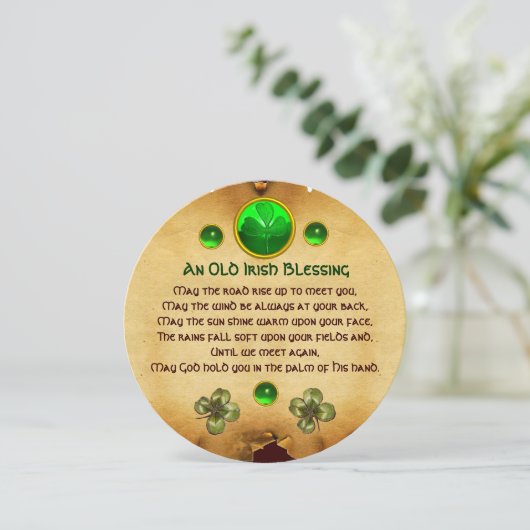 Ein altes irisches Segen-Pergament Einladung (Stehend Vorderseite)