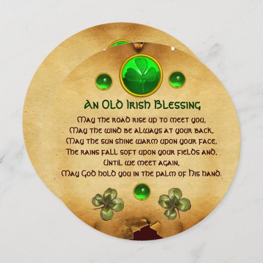 Ein altes irisches Segen-Pergament Einladung (Vorne/Hinten)