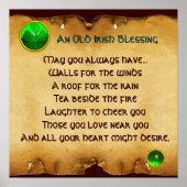 Ein altes irisches Segen-Pergament für das Glück, Poster (Vorne)