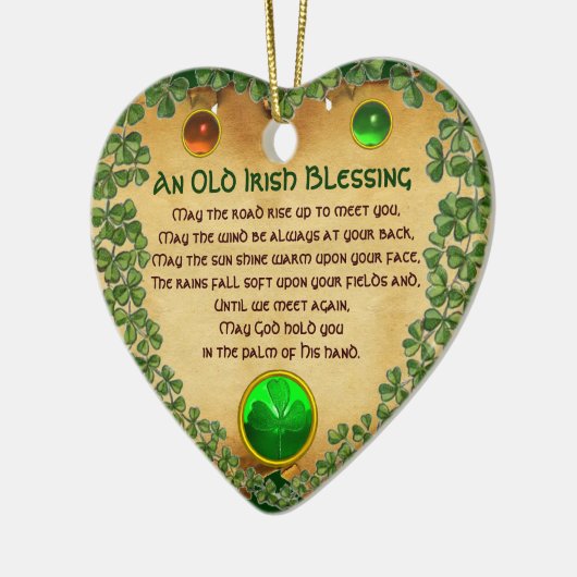 Ein altes irisches Segen-Pergament, Herz Keramik Ornament (Links)