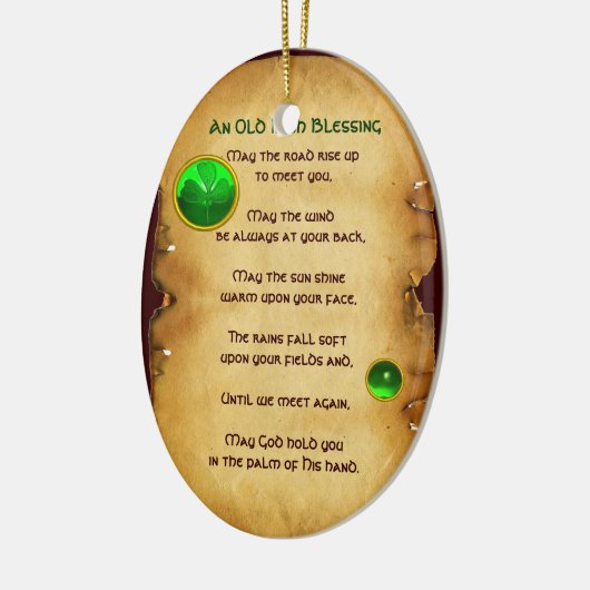 Ein altes irisches Segen-Pergament Keramikornament (Links)