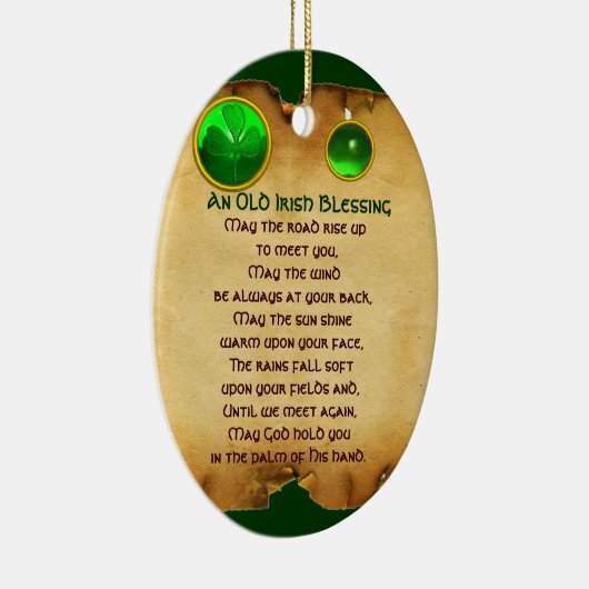 Ein altes irisches Segen-Pergament Keramikornament (Rechts)