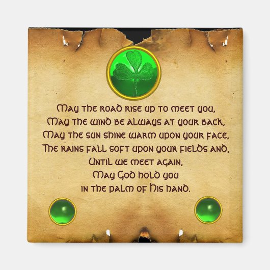 Ein altes irisches Segen-Pergament Magnet (Vorne)