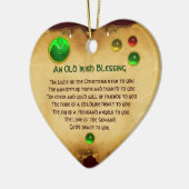 Ein altes irisches Weihnachtsgesegnet Herz-Pergame Keramikornament (Links)