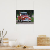 Ein altes, rotes Citroen 2CV Auto mit einer lächel Poster (Küche)