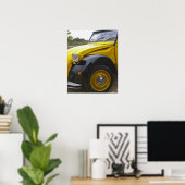 ein altes, schwarz-gelbes Citroen 2CV 2 CV, Poster (Heimbüro)
